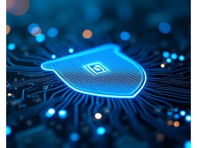 Computerbildschirm mit Vorhängeschloss und verschlüsselten Codezeilen, symbolisiert technische Sicherheit.